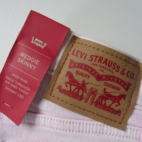 NWT Levi's Wedgie Skinny in Pink Acid Wash High Rise Stretch Crop Jeans 0 / 25 - Picture 5 of 8